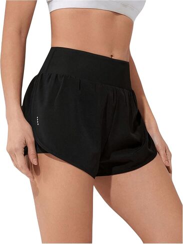 SweatyRocks Women's High Waisted Layer Running Shorts Dolphin Workout Active Sports Shorts with Pockets in Saudi Arabia