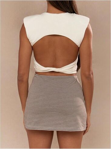 Verdusa Women's Summer Striped Athletic Skorts Sport Workout Mini Bodycon Skirt in Saudi Arabia