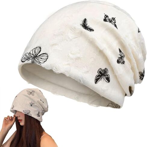Women's Soft Thin Cotton Beanie with Ripped Details & Sparkling Rhinestones, Hipster Knit Hat for Men in Saudi Arabia