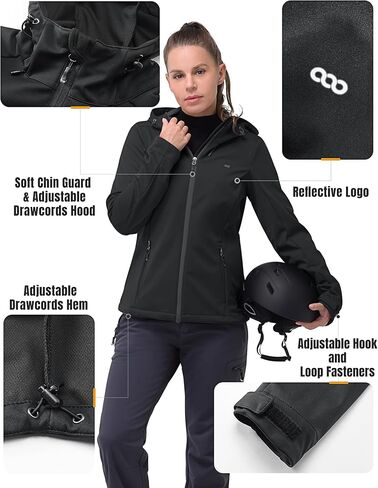 33,000ft Women's Softshell Jacket with Hood Waterproof Lightweight Windbreaker Windproof Rain Shell Jacket for Outdoor Hiking in Saudi Arabia