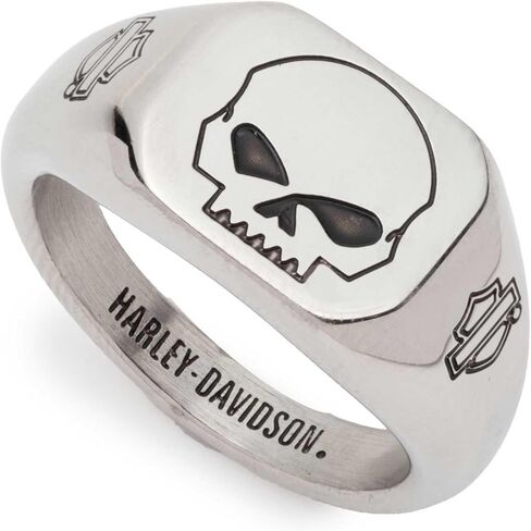 Harley-Davidson Men's Willie G Skull Beveled Edge Ring, Stainless Steel in Saudi Arabia