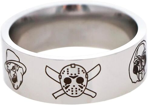 Pinstant Freddy Nightmare Elm Street Jason Friday 13th Saw Jigsaw Halloween Michael Myers Friends Horror Movie Film Stainless Steel Ring in Saudi Arabia
