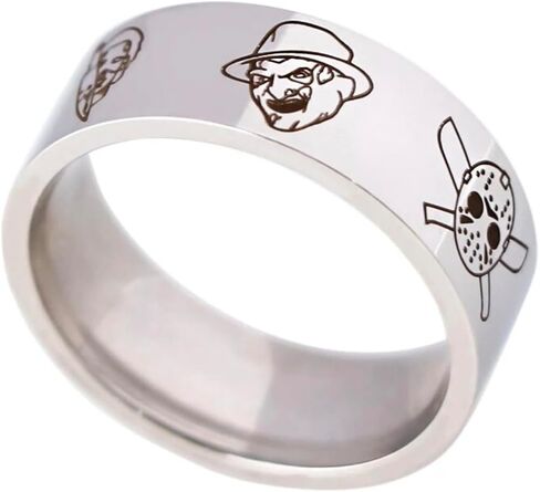 Pinstant Freddy Nightmare Elm Street Jason Friday 13th Saw Jigsaw Halloween Michael Myers Friends Horror Movie Film Stainless Steel Ring in Saudi Arabia