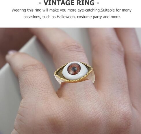 Generic Evil Eye Ring Brown Band Vintage Punk Retro Alloy Finger Jewelry Decoration for Men Women, G5P211F2642G3VHY15A, 1.6X1.6cm in Saudi Arabia