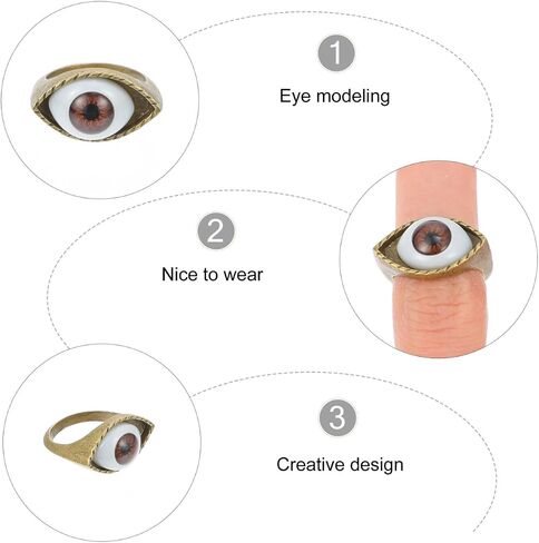 Generic Evil Eye Ring Brown Band Vintage Punk Retro Alloy Finger Jewelry Decoration for Men Women, G5P211F2642G3VHY15A, 1.6X1.6cm in Saudi Arabia