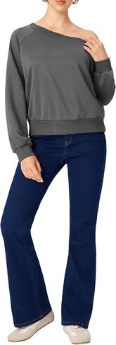 CIDER Womens Off Shoulder Sweatshirt Y2k Fall Fashion 2025 Long Sleeve Pullover Ruched Basic Casual Cute Tops in Saudi Arabia