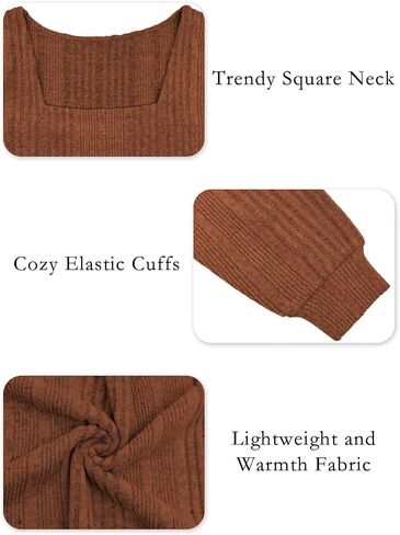 VISLILY Womens-Plus-Size-Long-Sleeve-Tops Cute Square Neck Lightweight Sweaters Casual Loose Fit Shirts Trendy Blouses Tunics in Saudi Arabia