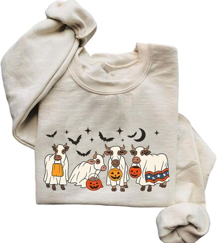 سويت شيرت IZI POD Ghost Cow، سويت شيرت بقرة الهالوين للنساء والرجال، تي شيرت مضحك، هوديس، سترة، ملابس الهالوين in Kuwait
