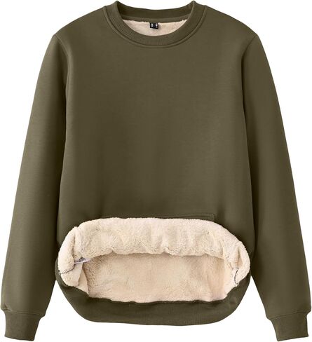 Tansozer Womens Sherpa Lined Crewneck Sweatshirt Warm Fleece Pullover Long Sleeve Winter Thermal Sweat Shirt in Saudi Arabia