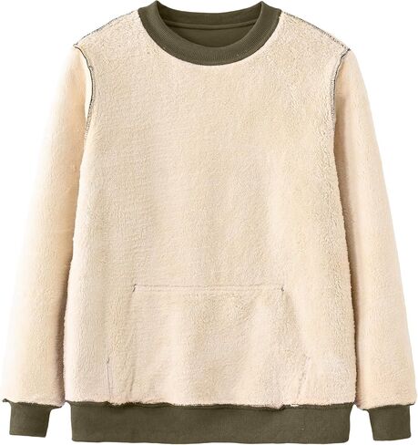 Tansozer Womens Sherpa Lined Crewneck Sweatshirt Warm Fleece Pullover Long Sleeve Winter Thermal Sweat Shirt in Saudi Arabia