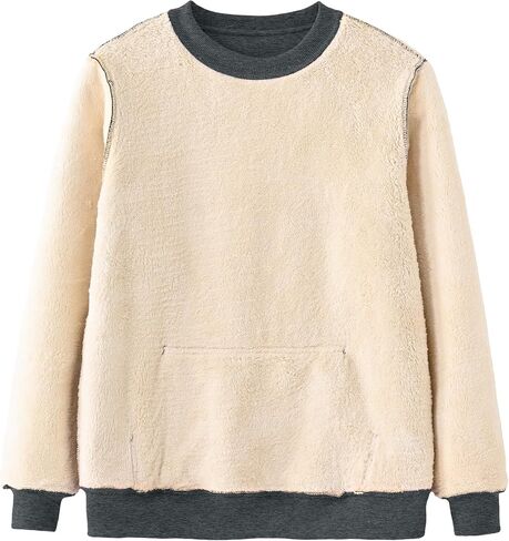 Tansozer Womens Sherpa Lined Crewneck Sweatshirt Warm Fleece Pullover Long Sleeve Winter Thermal Sweat Shirt in Saudi Arabia