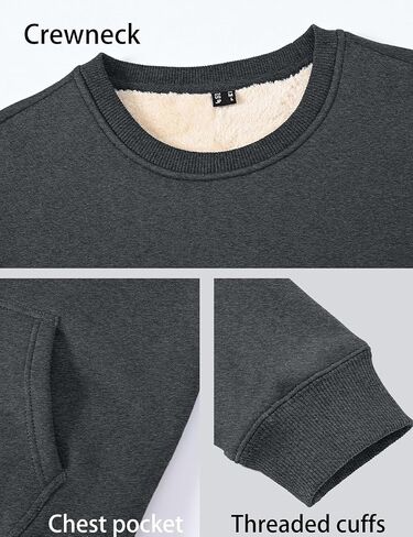 Tansozer Womens Sherpa Lined Crewneck Sweatshirt Warm Fleece Pullover Long Sleeve Winter Thermal Sweat Shirt in Saudi Arabia