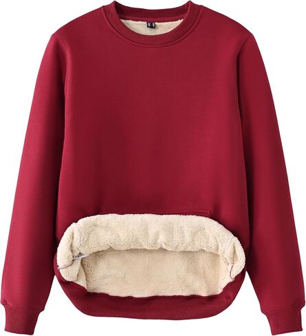 Tansozer Womens Sherpa Lined Crewneck Sweatshirt Warm Fleece Pullover Long Sleeve Winter Thermal Sweat Shirt in Saudi Arabia