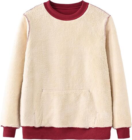 Tansozer Womens Sherpa Lined Crewneck Sweatshirt Warm Fleece Pullover Long Sleeve Winter Thermal Sweat Shirt in Saudi Arabia