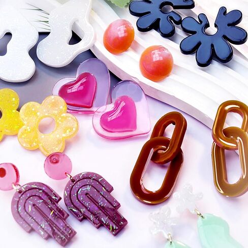 Resin Earring Molds, 82-Cavity Stud Earring Silicone Molds for Epoxy Resin Casting, Oval Teardrop Gem Pendant Molds for DIY Jewelry Necklace, Ring, Dangle Drop Earrings Keychain in Kuwait