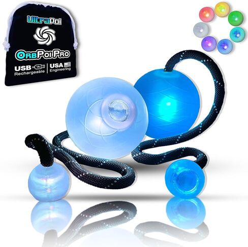 UltraPoi - OrbPoi Pro LED Knob Handles Set, Rechargeable Contact Poi Balls in Kuwait