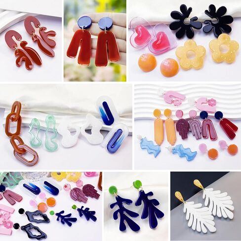 Resin Earring Molds, 82-Cavity Stud Earring Silicone Molds for Epoxy Resin Casting, Oval Teardrop Gem Pendant Molds for DIY Jewelry Necklace, Ring, Dangle Drop Earrings Keychain in Kuwait