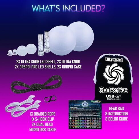 UltraPoi - OrbPoi Pro LED Knob Handles Set, Rechargeable Contact Poi Balls in Kuwait