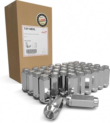 Wheel Accessories Parts 40 Pcs M14x1.5 14x1.5 Thread Bulge Acorn 2.40" Long Lug Nuts Chrome 22mm 7/8" Hex Fits Chevrolet Silverado GMC Sierra 1999+ 2500 3500 Ford 2005+ F250 F350 RAM 2012+ 2500 3500 in Saudi Arabia