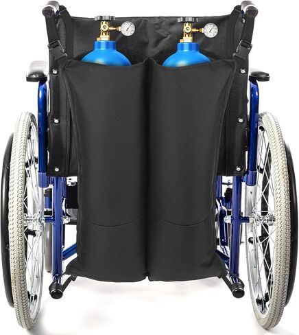 Dual Oxygen Tank Holder for Wheelchairs, Oxygen Cylinder Bag with Adjustable Straps, Easy to Clean Portable Cylinder Bag Fits Standard Wheelchair Sizes M2, M4, M6, M9, C, D, E in Saudi Arabia