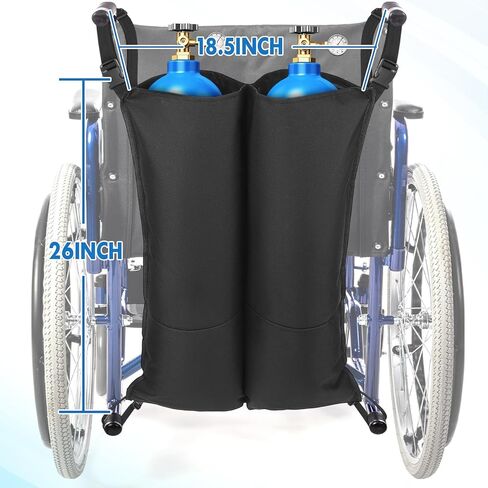Dual Oxygen Tank Holder for Wheelchairs, Oxygen Cylinder Bag with Adjustable Straps, Easy to Clean Portable Cylinder Bag Fits Standard Wheelchair Sizes M2, M4, M6, M9, C, D, E in Saudi Arabia