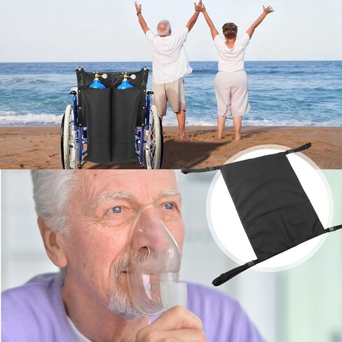 Dual Oxygen Tank Holder for Wheelchairs, Oxygen Cylinder Bag with Adjustable Straps, Easy to Clean Portable Cylinder Bag Fits Standard Wheelchair Sizes M2, M4, M6, M9, C, D, E in Saudi Arabia