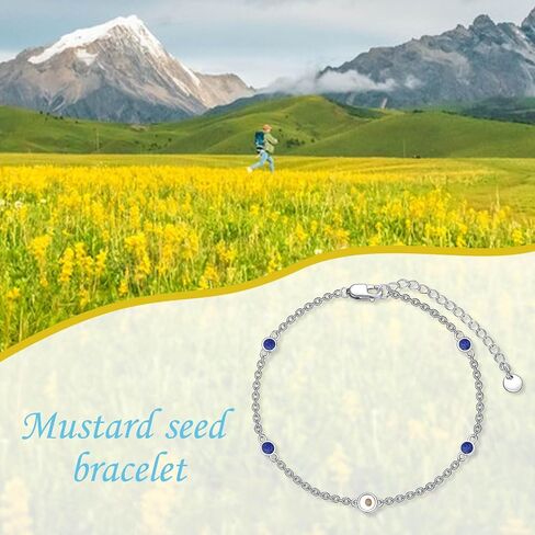 Mustard Seeds Bracelet for Women Sterling Silver Natural Stone Bracelet Chain Link Beach Summer Jewelry Birthday Christmas Gifts for Women Her in Saudi Arabia