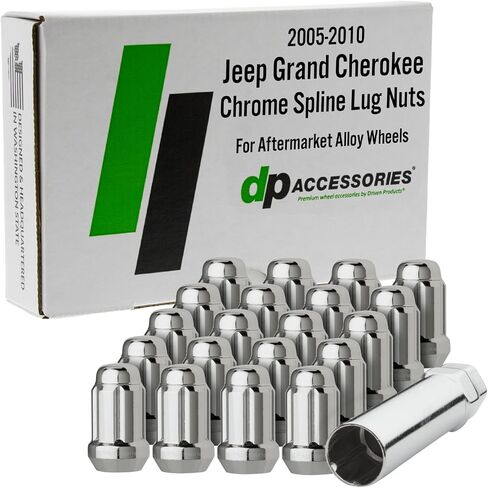 DPAccessories Lug Nuts Compatible with 2005-2010 Jeep Grand Cherokee | Chrome OEM Style | Factory Aluminum Wheels Only | Set of 20 Wheel Nuts | DGCH03F-CH/1 in Saudi Arabia