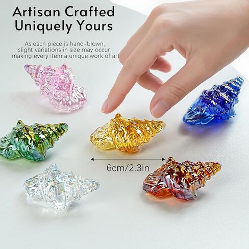 تمثال صغير لسلحفاة البحر من الزجاج المنفوخ مصنوع يدويًا من H&D HYALINE & DORA، مجموعة من 6 قطع in Kuwait
