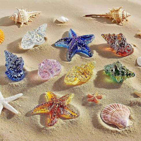 تمثال صغير لسلحفاة البحر من الزجاج المنفوخ مصنوع يدويًا من H&D HYALINE & DORA، مجموعة من 6 قطع in Kuwait