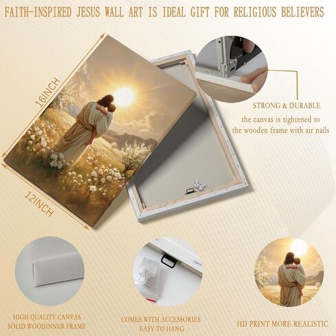 Jesus Canvas Wall Art Decor, Jesus With Boy In The Field Wall Art, Christian Bible Stories Canvas Wall Art, Religious Prints Artwork for Christian Church Prayer Room Living Room Child Bedroom 12x16in in Saudi Arabia