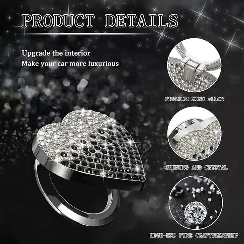 TOMALL Bling Car Engine Start Button Cover Diamond Crystal Push Start Ring Cap Sparkly Accessories Heart Bling Ignition Button Rhinestone Emblem Trim Universal (White) in Saudi Arabia