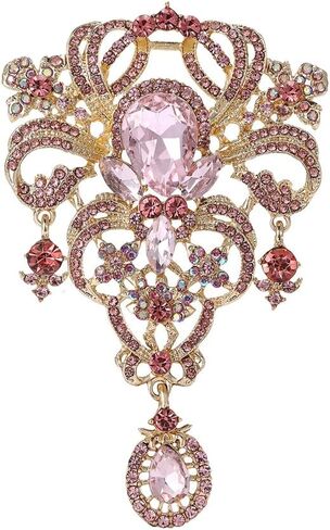 Rhinestone Baroque Vintage Brooch for Women Men Elegant Flower Teardrop Diamond Brooches Laple Pins Scarf Clip Clothes Accessories Boutonniere Corsage for Daily Wear Jewelry Wedding Holiday in Saudi Arabia