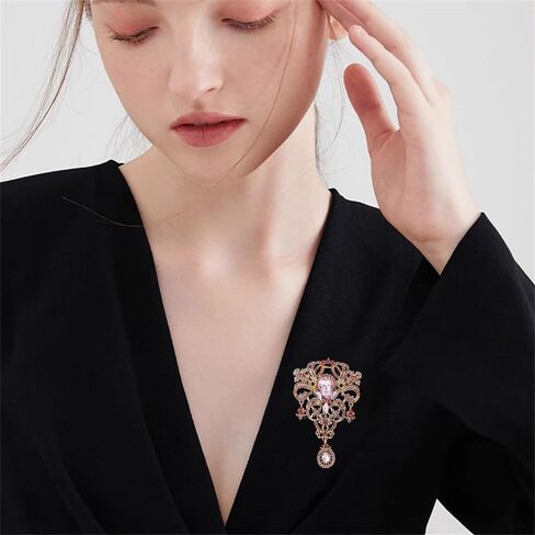 Rhinestone Baroque Vintage Brooch for Women Men Elegant Flower Teardrop Diamond Brooches Laple Pins Scarf Clip Clothes Accessories Boutonniere Corsage for Daily Wear Jewelry Wedding Holiday in Saudi Arabia