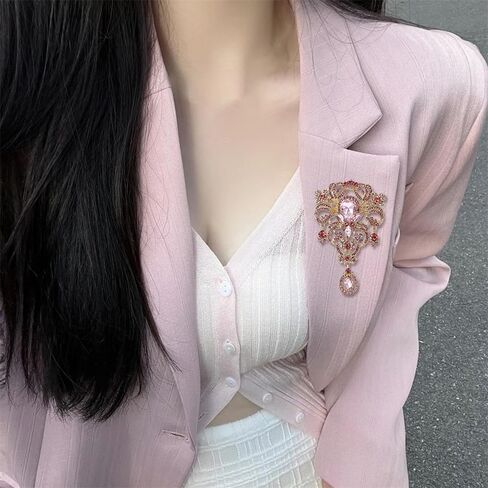 Rhinestone Baroque Vintage Brooch for Women Men Elegant Flower Teardrop Diamond Brooches Laple Pins Scarf Clip Clothes Accessories Boutonniere Corsage for Daily Wear Jewelry Wedding Holiday in Saudi Arabia