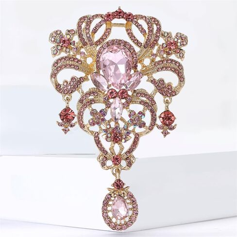 Rhinestone Baroque Vintage Brooch for Women Men Elegant Flower Teardrop Diamond Brooches Laple Pins Scarf Clip Clothes Accessories Boutonniere Corsage for Daily Wear Jewelry Wedding Holiday in Saudi Arabia