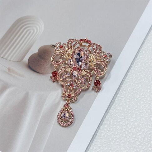 Rhinestone Baroque Vintage Brooch for Women Men Elegant Flower Teardrop Diamond Brooches Laple Pins Scarf Clip Clothes Accessories Boutonniere Corsage for Daily Wear Jewelry Wedding Holiday in Saudi Arabia