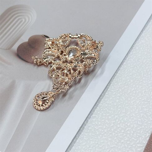 Rhinestone Baroque Vintage Brooch for Women Men Elegant Flower Teardrop Diamond Brooches Laple Pins Scarf Clip Clothes Accessories Boutonniere Corsage for Daily Wear Jewelry Wedding Holiday in Saudi Arabia