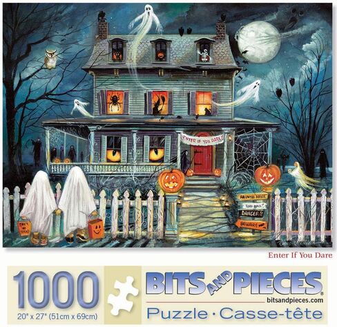 Bits and Pieces - 500 Piece Jigsaw Puzzle for Adults 18" x 24" - Enter If You Dare - 500 pc Haunted House Halloween Trick or Treat Jigsaw by Artist Ruane Manning in Saudi Arabia
