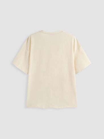CIDER Graphic Tees for Women Floral Print Crew Neck Oversized T Shirt Short Sleeve Casual Loose Fit Top in Saudi Arabia
