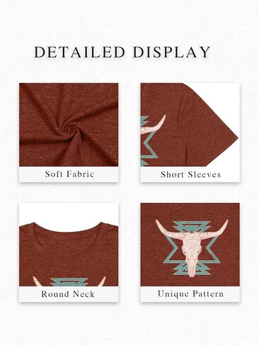 Western Shirts for Women Vintage Cow Skull Graphic Tshirts Casual Cowgirl Short Sleeve Tee Top in Kuwait