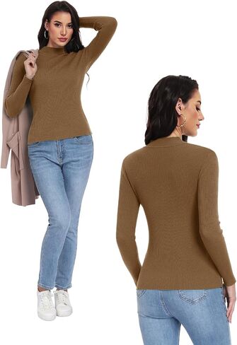 Ninee Womens Sweater Mock Neck Knit 2025 Fall Soft Lightweight Business Casual Work Warm Pullover Tops in Saudi Arabia