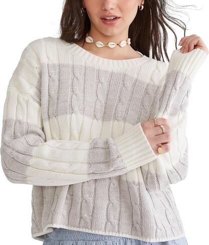 AEROPOSTALE Women's Cable Stripe Crew Sweater in Saudi Arabia