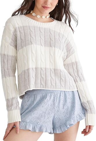AEROPOSTALE Women's Cable Stripe Crew Sweater in Saudi Arabia