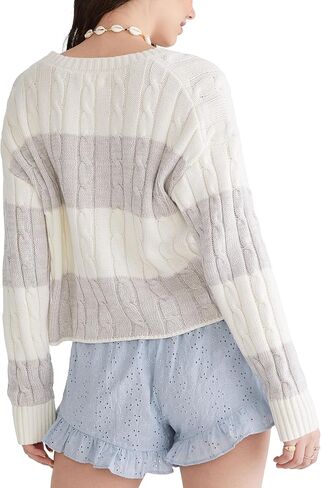 AEROPOSTALE Women's Cable Stripe Crew Sweater in Saudi Arabia