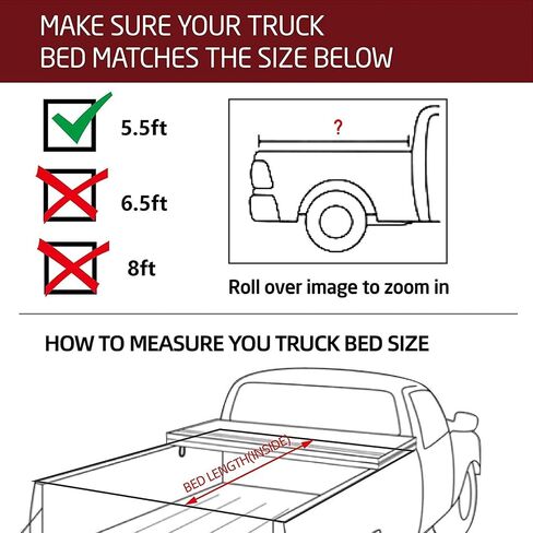 Kikito Professional FRP غطاء سرير شاحنة صلب ثلاثي الطي لـ 2022 2023 2024 2025 Toyota Tundra سرير 5.5FT (66.5 بوصة) بدون إصدار Trail (للنماذج مع أو بدون نظام السكك الحديدية على سطح السفينة) in Kuwait