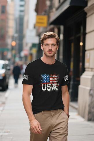 American Flag Shirts for Men USA Patriotic T-Shirt 4th of July Tee Tops in Saudi Arabia