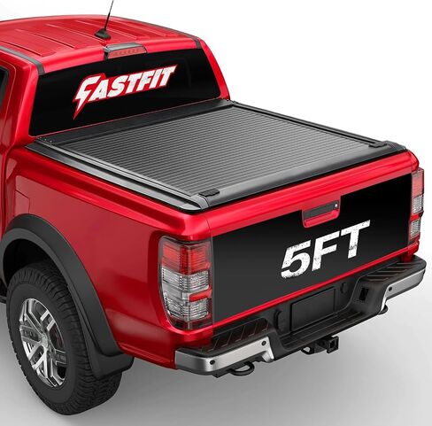 غطاء تونيو للشاحنة من الألومنيوم قابل للسحب من FASTFIT لسرير 2024-2025 Ranger بطول 5 أقدام (61 بوصة) | تصميم بقفل مزدوج، أسود غير لامع، مقاوم للماء وشديد التحمل in Kuwait