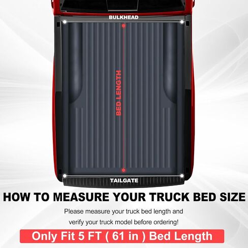 غطاء تونيو للشاحنة من الألومنيوم قابل للسحب من FASTFIT لسرير 2024-2025 Ranger بطول 5 أقدام (61 بوصة) | تصميم بقفل مزدوج، أسود غير لامع، مقاوم للماء وشديد التحمل in Kuwait