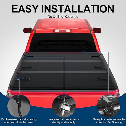 غطاء تونيو للشاحنة من الألومنيوم قابل للسحب من FASTFIT لسرير 2024-2025 Ranger بطول 5 أقدام (61 بوصة) | تصميم بقفل مزدوج، أسود غير لامع، مقاوم للماء وشديد التحمل in Kuwait